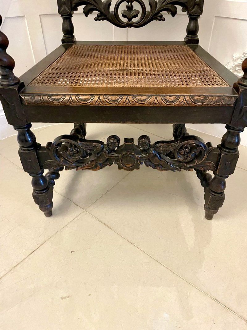 Large Antique Victorian Quality Carved Oak Throne Chair - Image 8